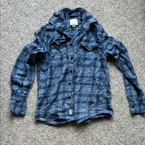 American Eagle Outfitters Tops - American Eagle Outfitters Blue Plaid Button Down Shirt